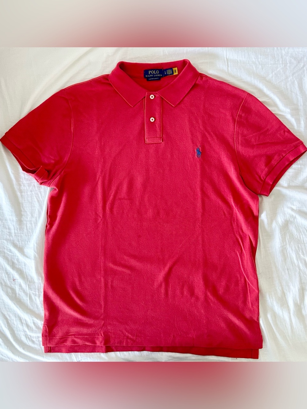Polo Ralph Lauren Custom Slim Fit Mesh Polo - Large - Red